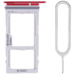 For Samsung Galaxy S10 / S10 Plus / S10e Sim Card Tray Dual Sim Replacement With Sim Ejector Tool - Aura Red